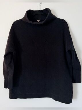 Free People Slouchy Ottoman Black Funnel Neck Sweater